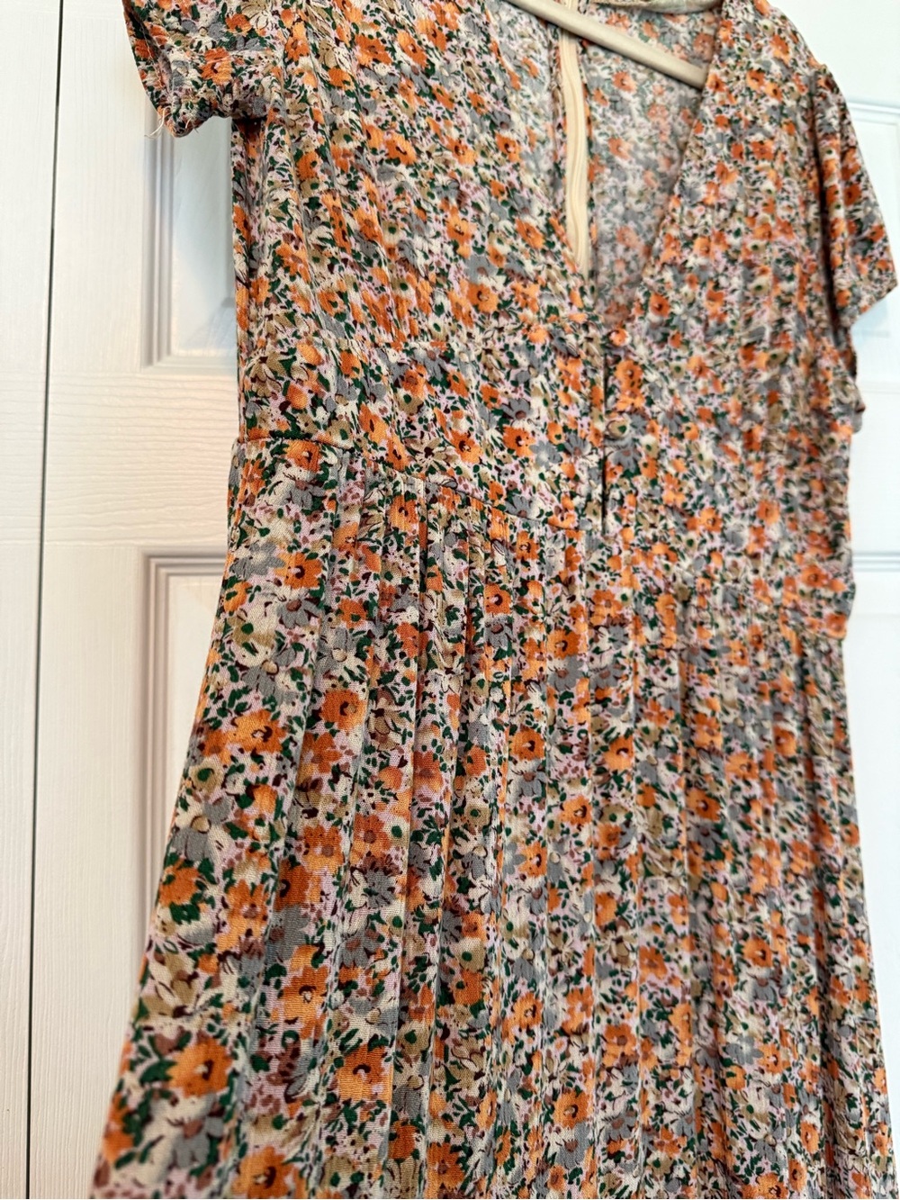 NATURAL LIFE Evangeline Orange and Cream Floral Maxi Dress sz M - Picture 3 of 10